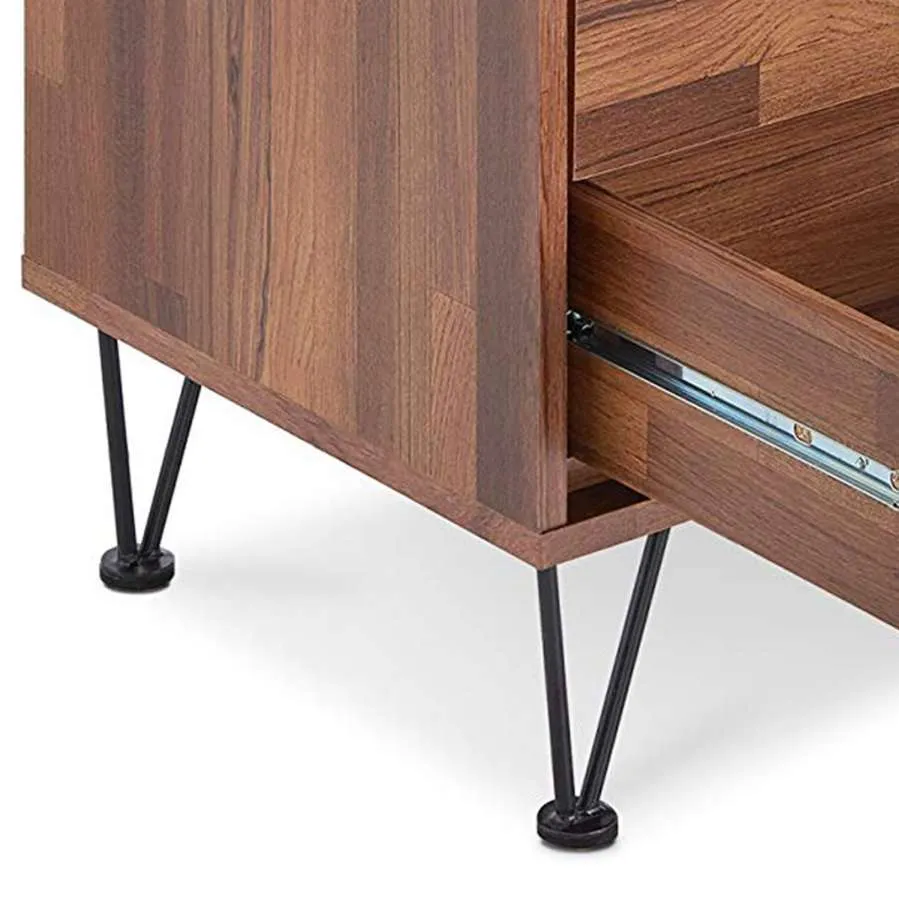 Contemporary 2 Drawers Wood Nightstand By Deoss, Brown  By Benzara