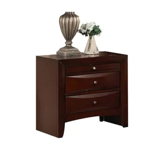 Contemporary Style Wooden Nightstand With Three Drawers And Metal Knobs, Brown By Benzara