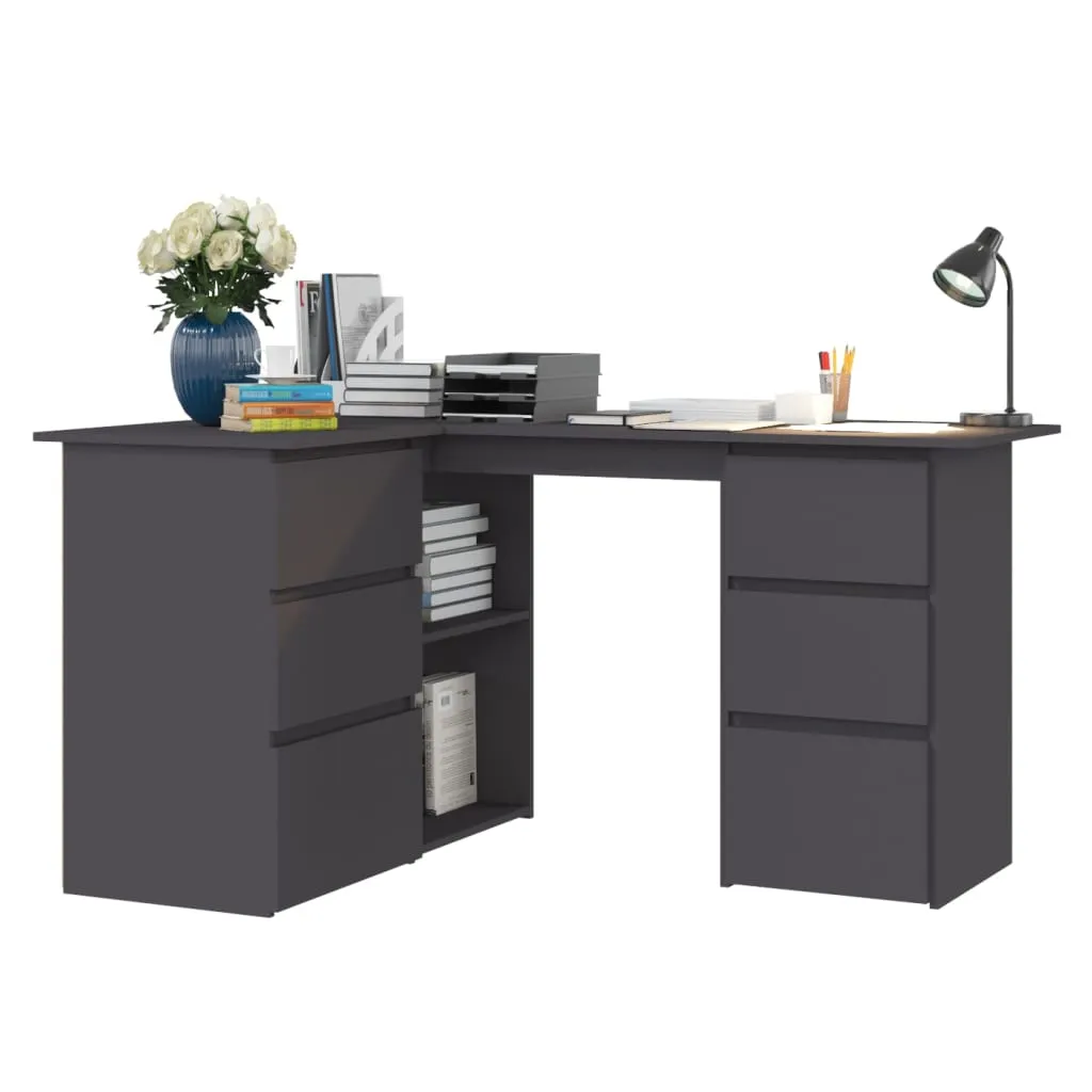 Corner Desk Grey 145x100x76 cm Chipboard