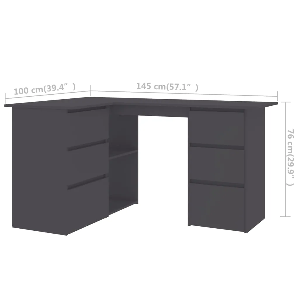 Corner Desk Grey 145x100x76 cm Chipboard