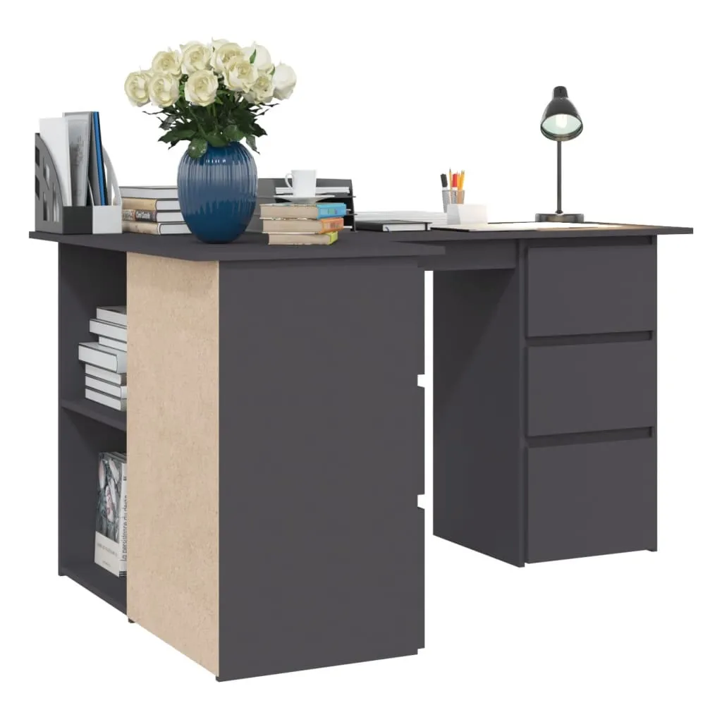 Corner Desk Grey 145x100x76 cm Chipboard