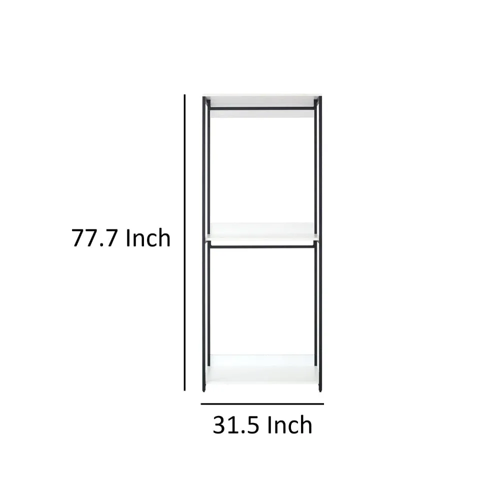 Cox Modular Closet System, 2 Hanging Rods, White Shelves, Black Metal By Casagear Home