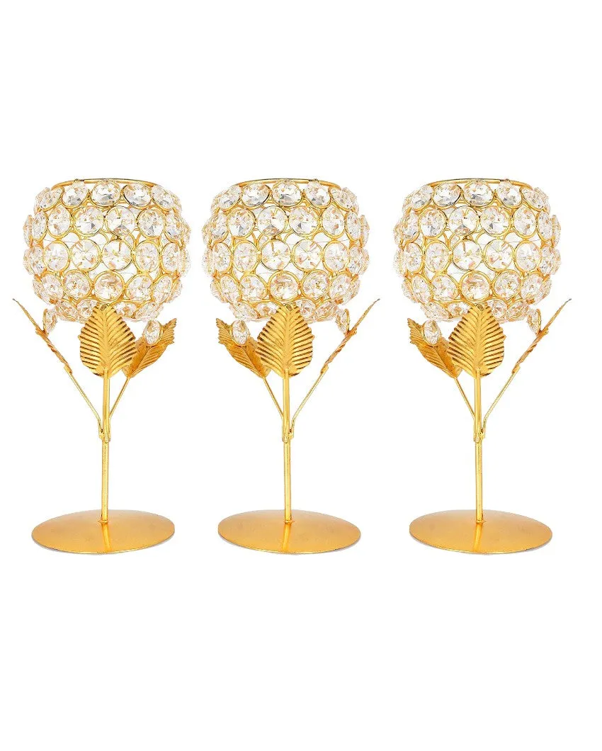 Crystal Iron Tealight Candle Holders | Set of 2 , Set of 3 | 4 x 6 inches