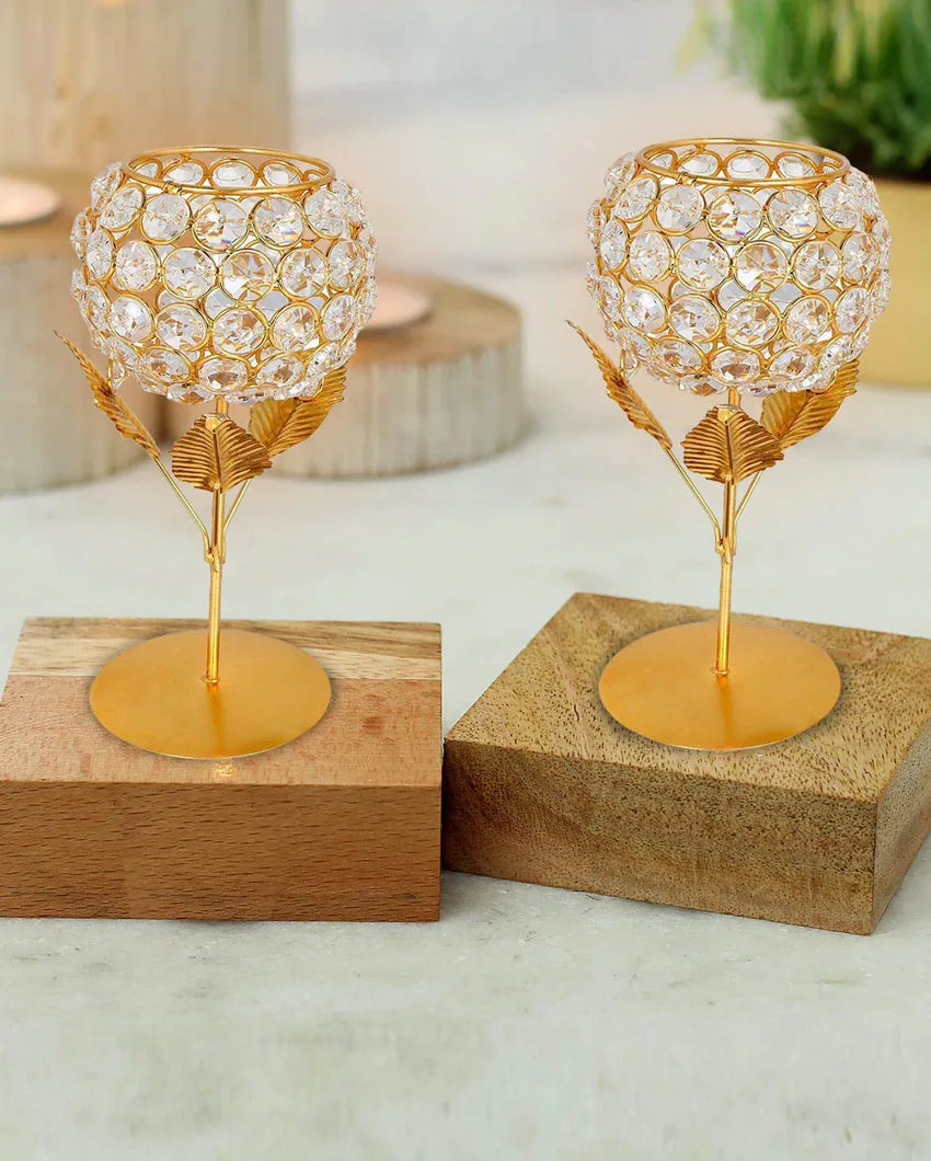 Crystal Iron Tealight Candle Holders | Set of 2 , Set of 3 | 4 x 6 inches