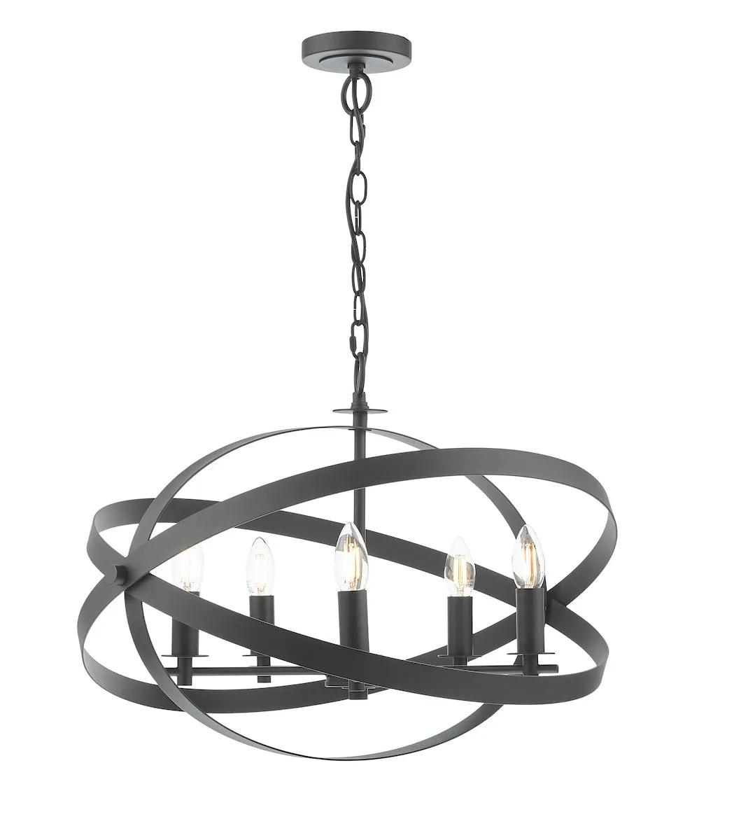 Dar Nitya 5 Light Pendant Matt Black