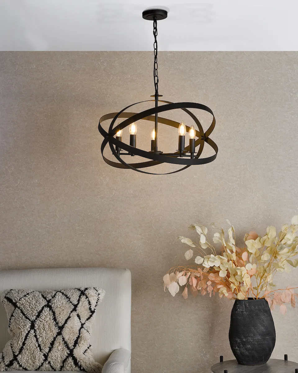 Dar Nitya 5 Light Pendant Matt Black