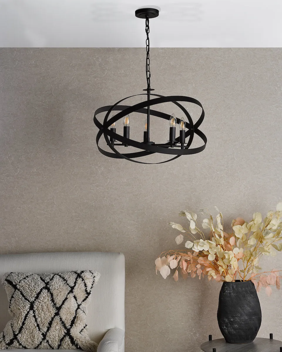 Dar Nitya 5 Light Pendant Matt Black