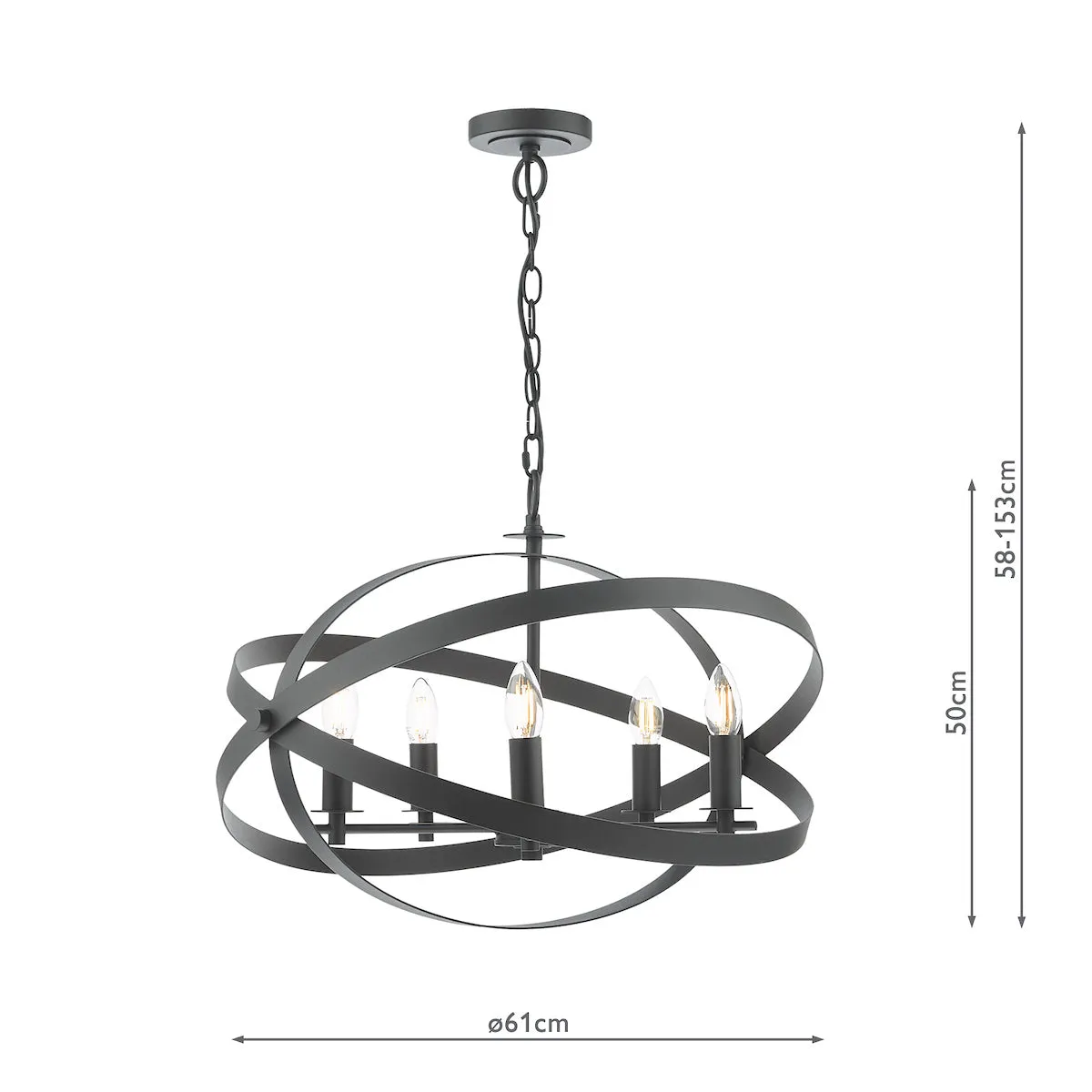 Dar Nitya 5 Light Pendant Matt Black