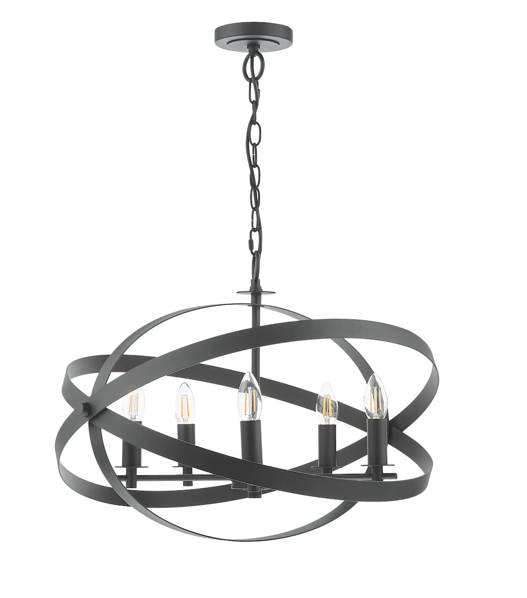 Dar Nitya 5 Light Pendant Matt Black