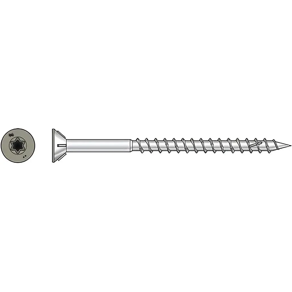 Deck-Drive DWP WOOD SS Screw - #10 x 3 in. T25, Flat Head, Type 305, Gray (350-Qty)