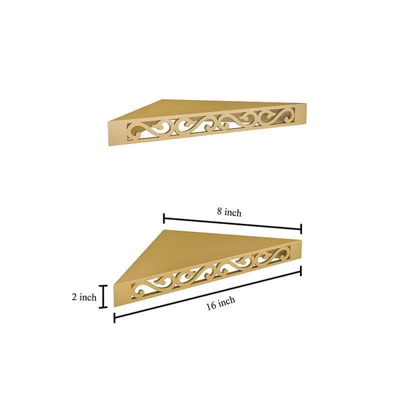 Delores Corner Floating Shelf (Golden) - Set Of Two