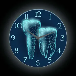 Dentist Molar Tooth Implant LED Sign Wall Clock