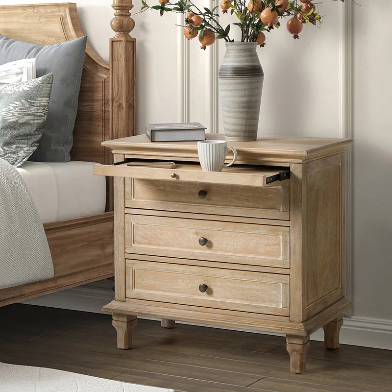 Galatea 3 - Drawer Nightstand Chest with Built-In Outlets