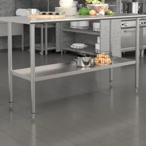 Galvanized Under Shelf For Work Tables - Adjustable Lower Shelf For 24" X 60" Stainless Steel Tables By Flash Furniture