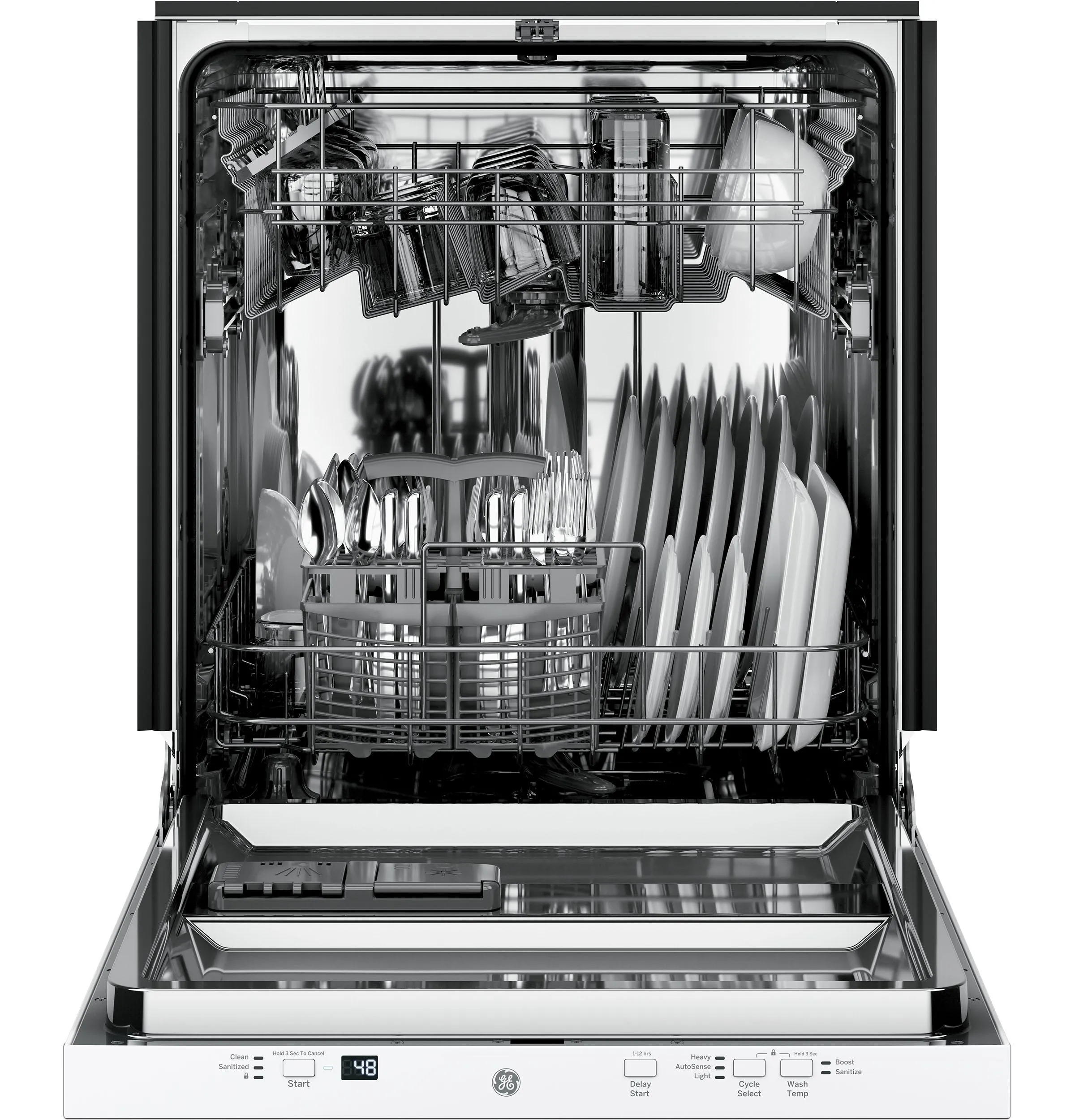 GDT225SGLWW GE® ENERGY STAR® ADA Compliant Stainless Steel Interior Dishwasher with Sanitize Cycle