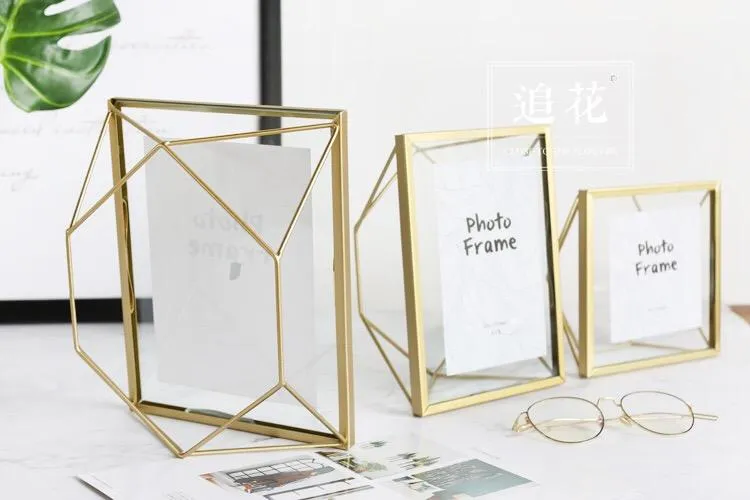 Geometric Gold Metal Large Photo Frame 8”x10”