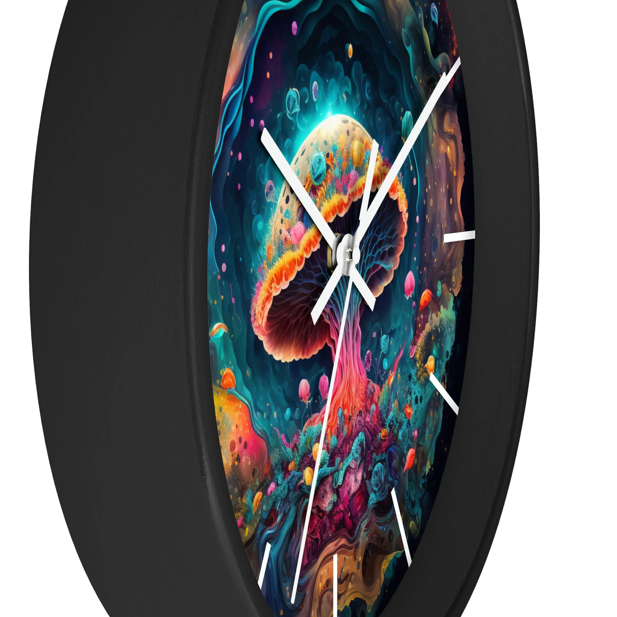 Glowing Mushroom Universe Wall Clock w/ lines