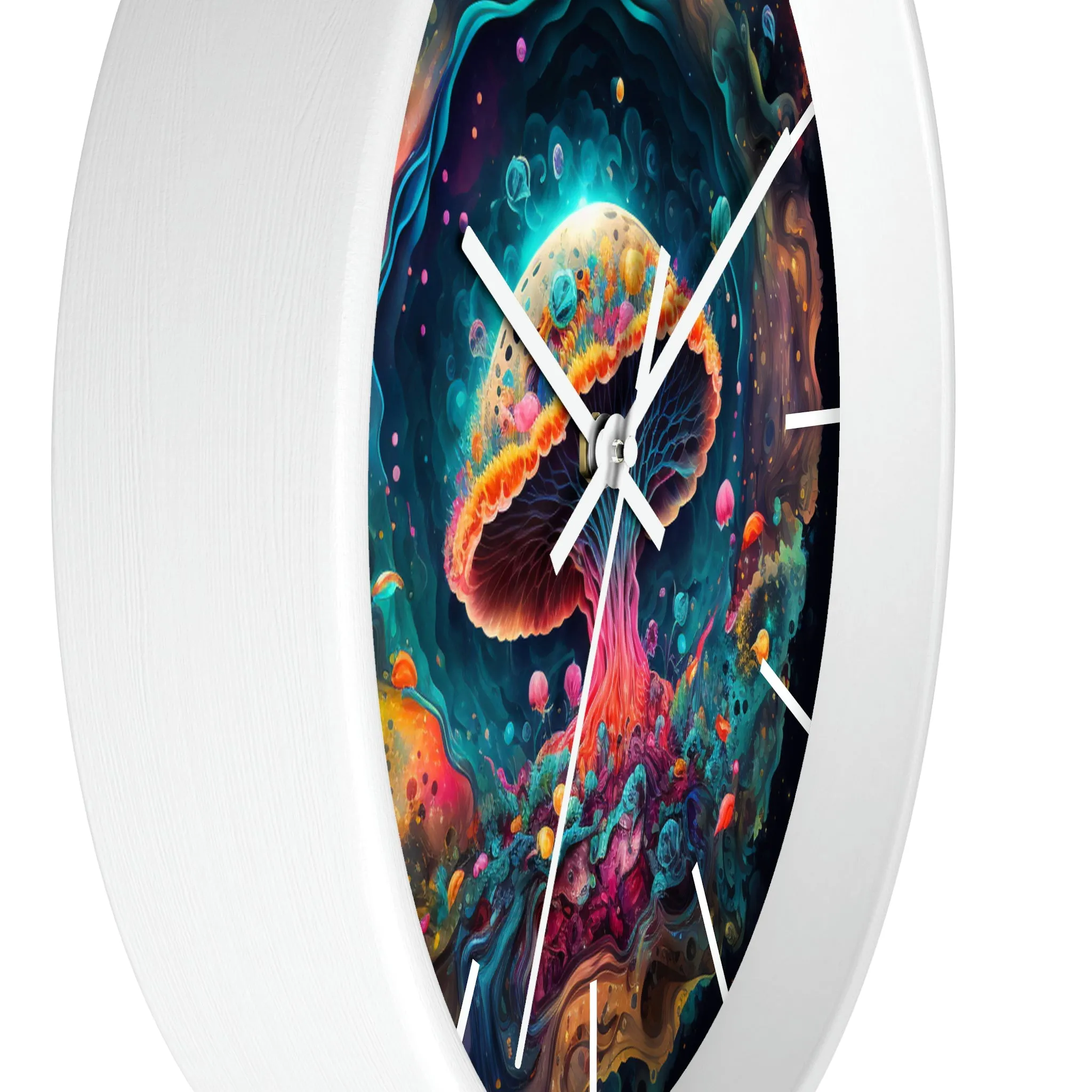 Glowing Mushroom Universe Wall Clock w/ lines