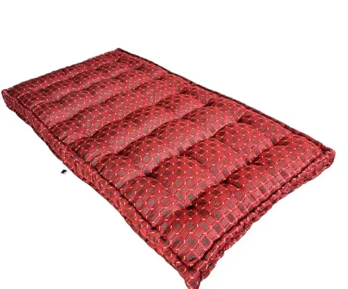 H B Msala Gadda Medium Firm Soft Cotton Quilt Mattress, Rectangle Type, Black Hosiery Cotton, Premium Red Box (7X 6 Full XL)