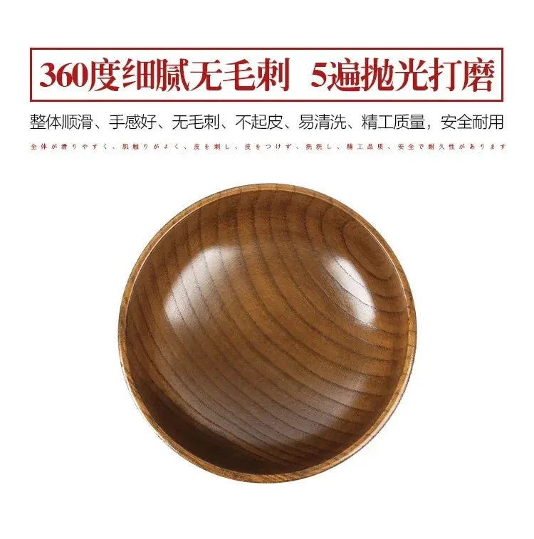 Japanese Jujube Wood Eco-Friendly Soup and Salad Bowls