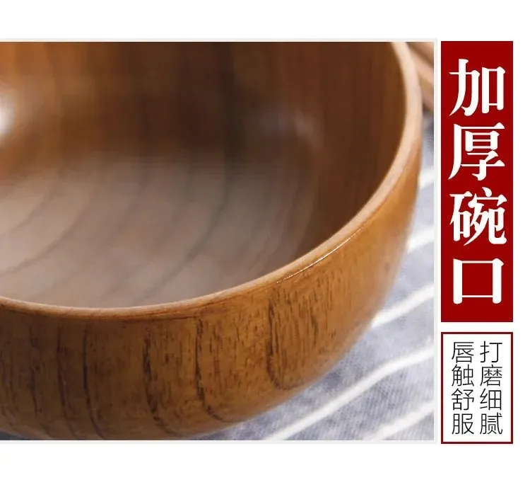 Japanese Jujube Wood Eco-Friendly Soup and Salad Bowls