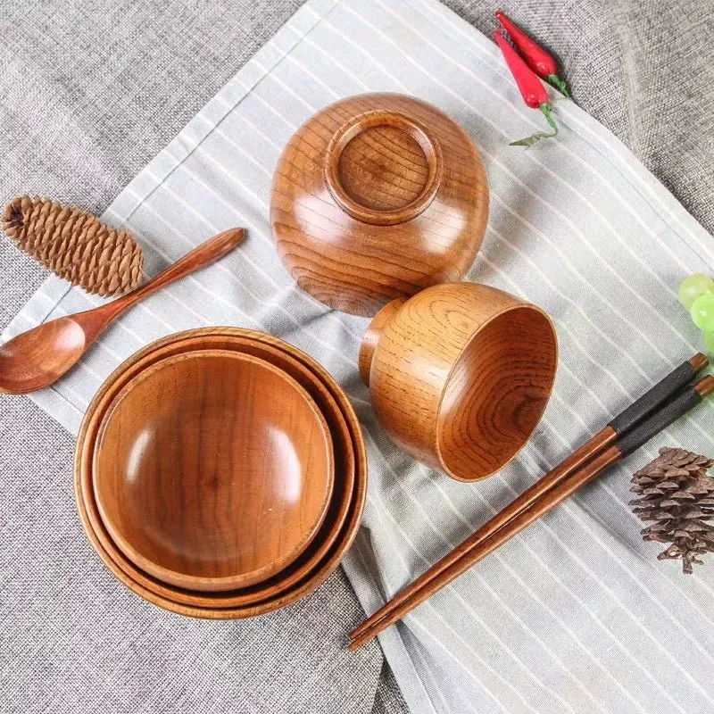 Japanese Jujube Wood Eco-Friendly Soup and Salad Bowls