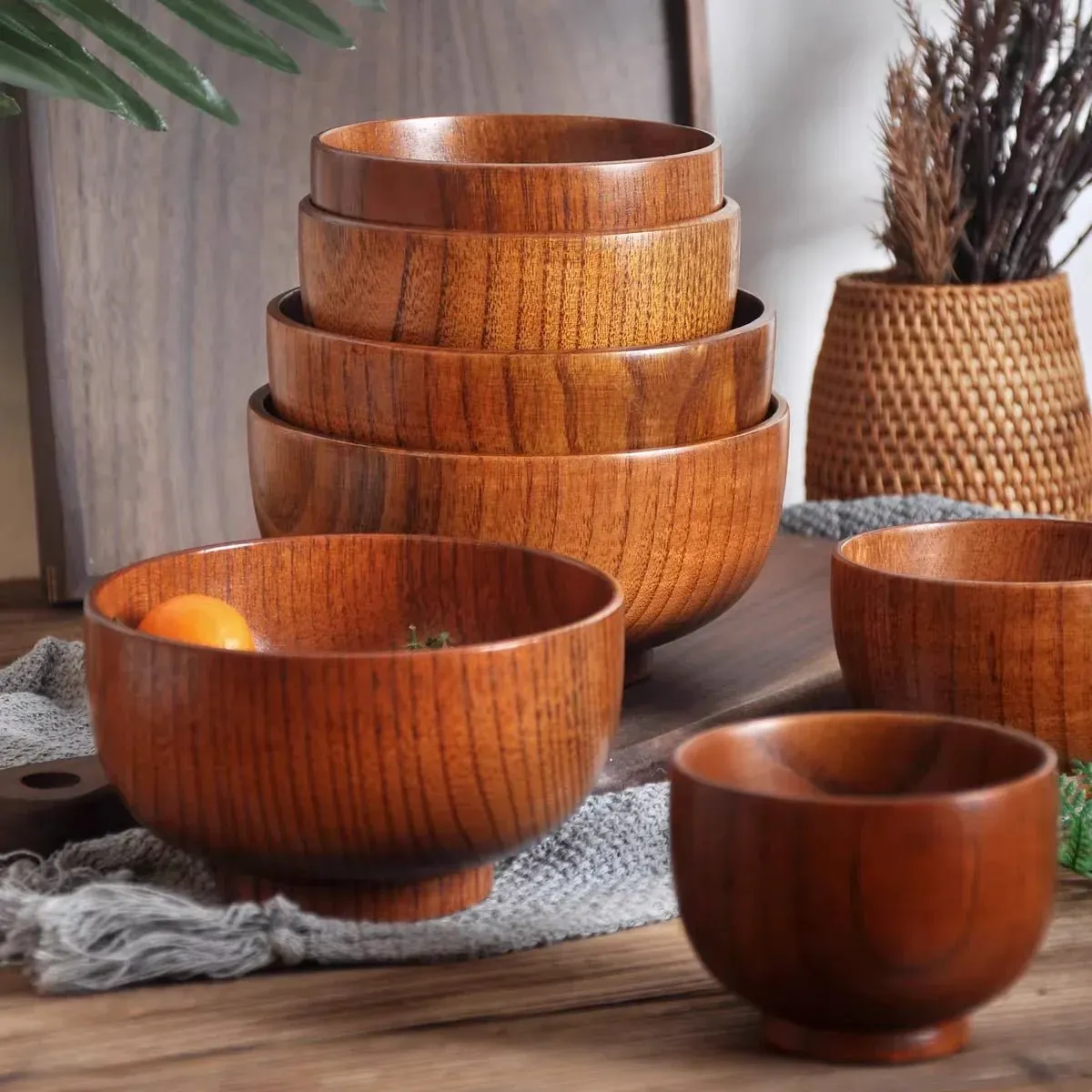 Japanese Jujube Wood Eco-Friendly Soup and Salad Bowls