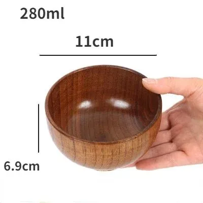 Japanese Jujube Wood Eco-Friendly Soup and Salad Bowls