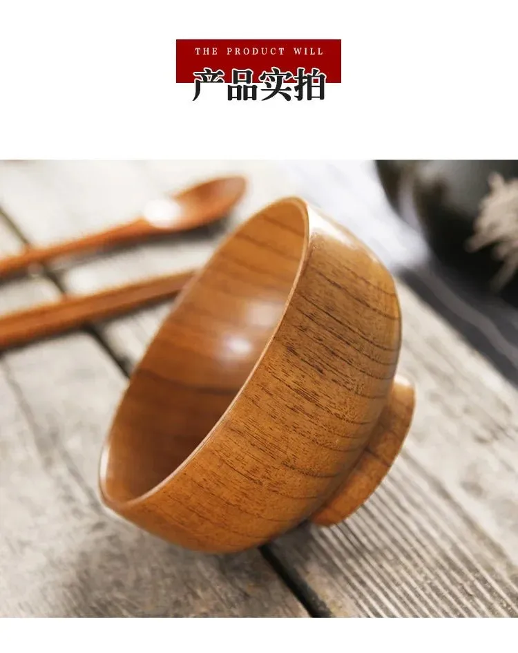 Japanese Jujube Wood Eco-Friendly Soup and Salad Bowls