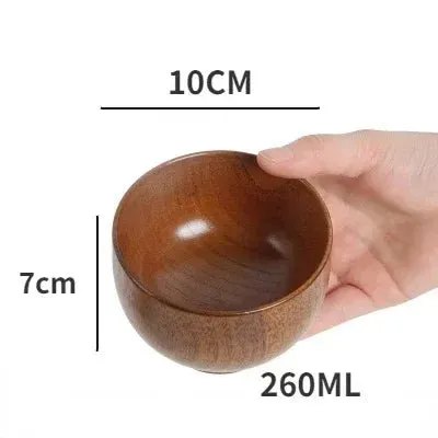 Japanese Jujube Wood Eco-Friendly Soup and Salad Bowls