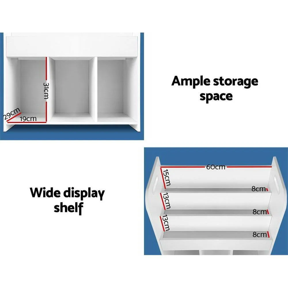 Kids Bookcase Childrens Bookshelf Display Cabinet Toys Storage Organizer