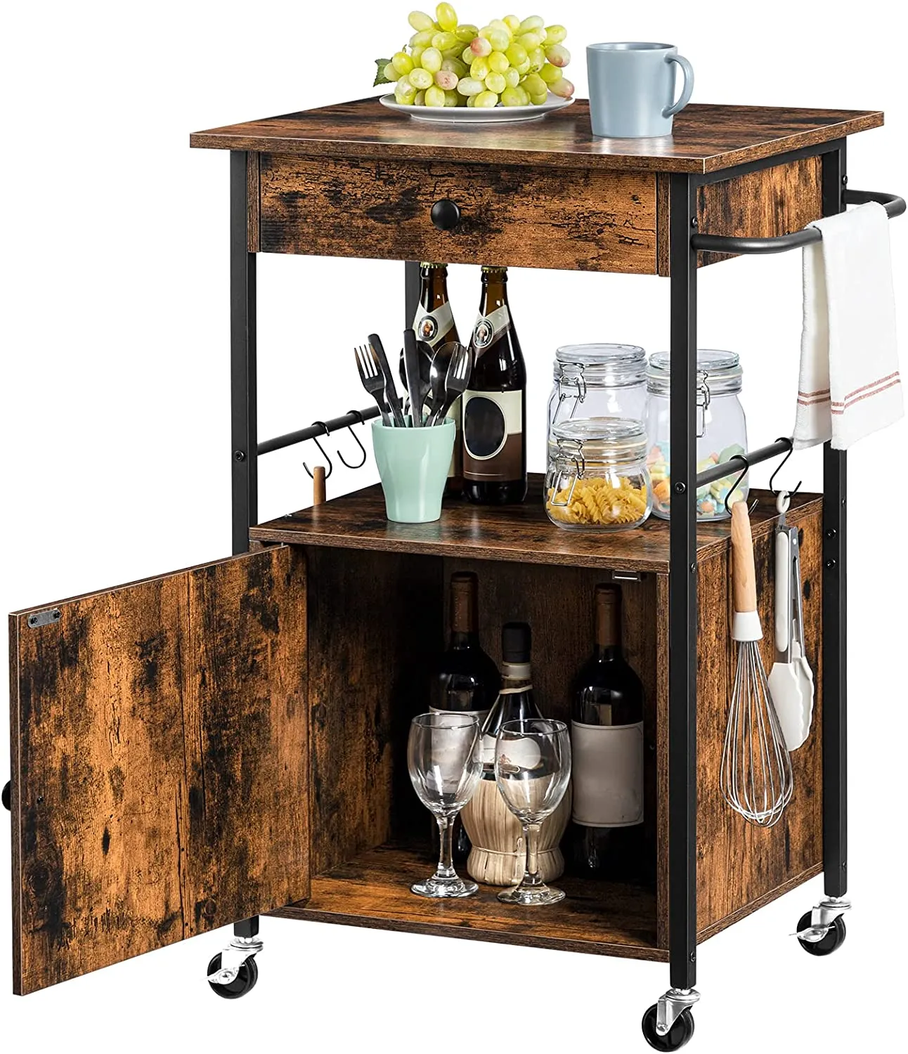 Kitchen Island Cart with Storage Cabinet and Drawer, Storage Cart on Wheels, Kitchen Rolling Cart