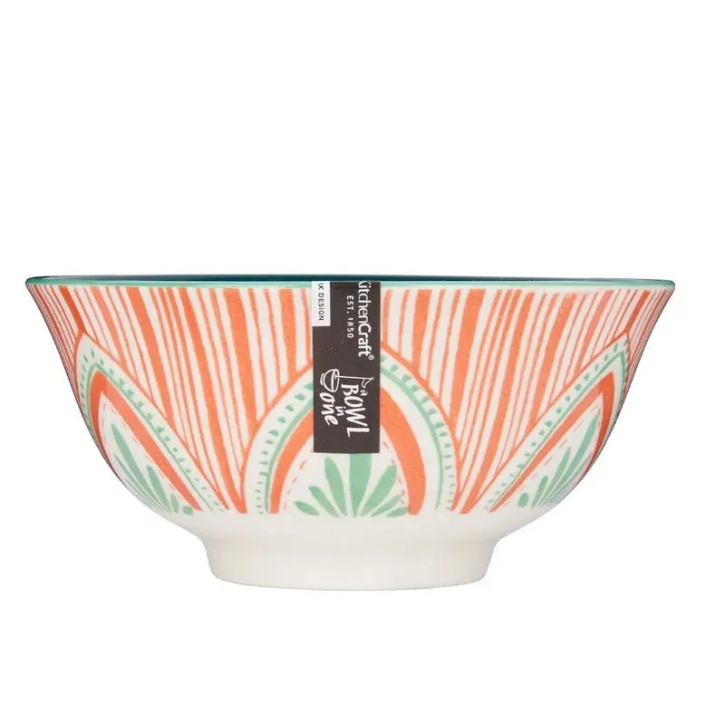 KitchenCraft Folk Pattern Stoneware Serving Bowl | 6 x 3 inches