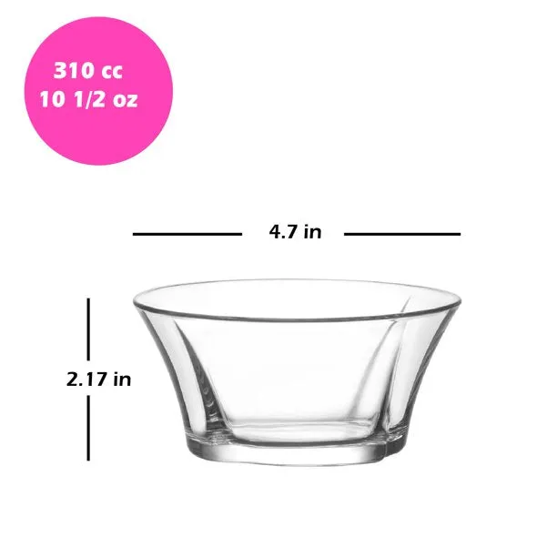 Lav Truva Glass Bowls Set, Clear Serving Bowls, 6 Pcs, 10.25 Oz