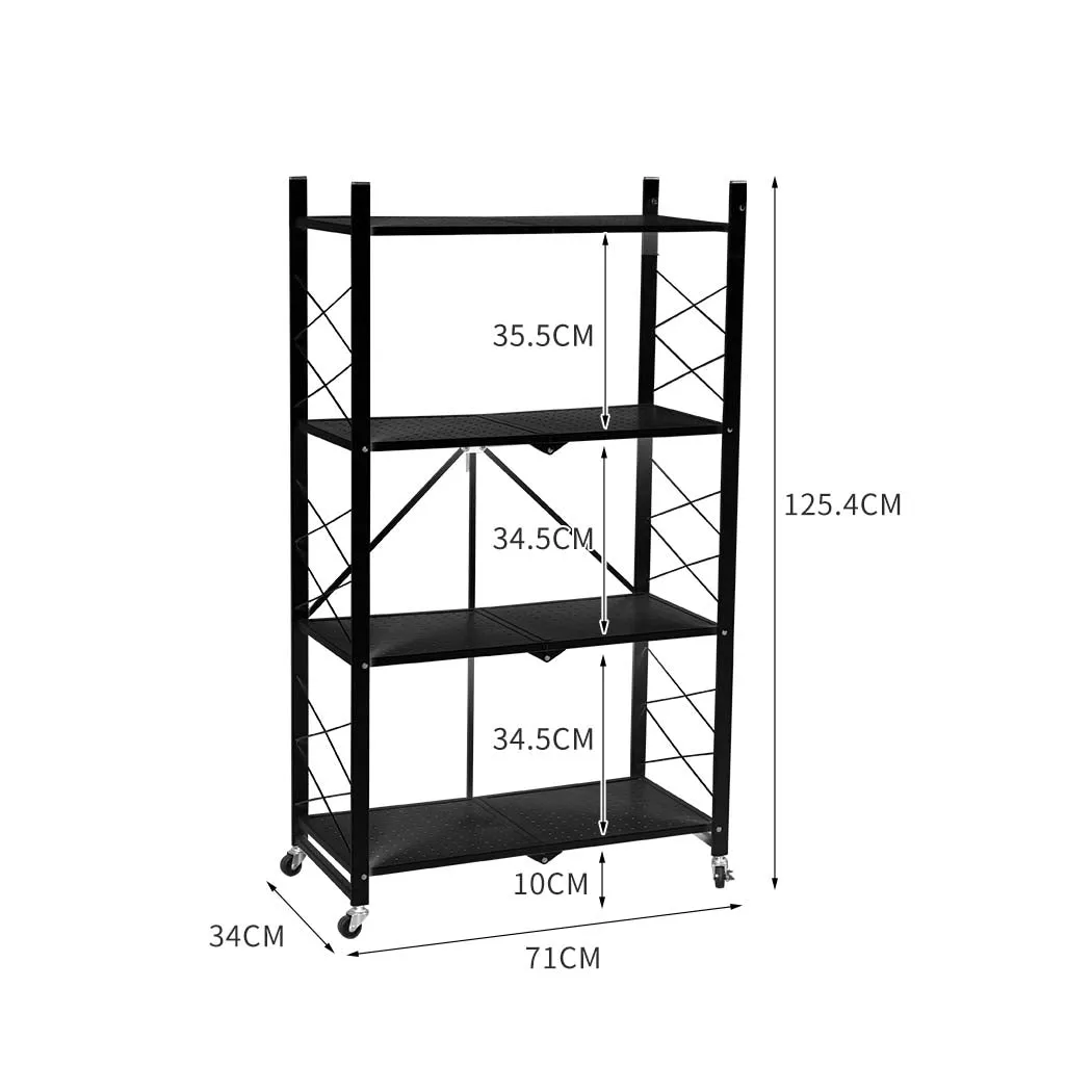 Levede Foldable Storage Shelf Display Black 4 Tiers