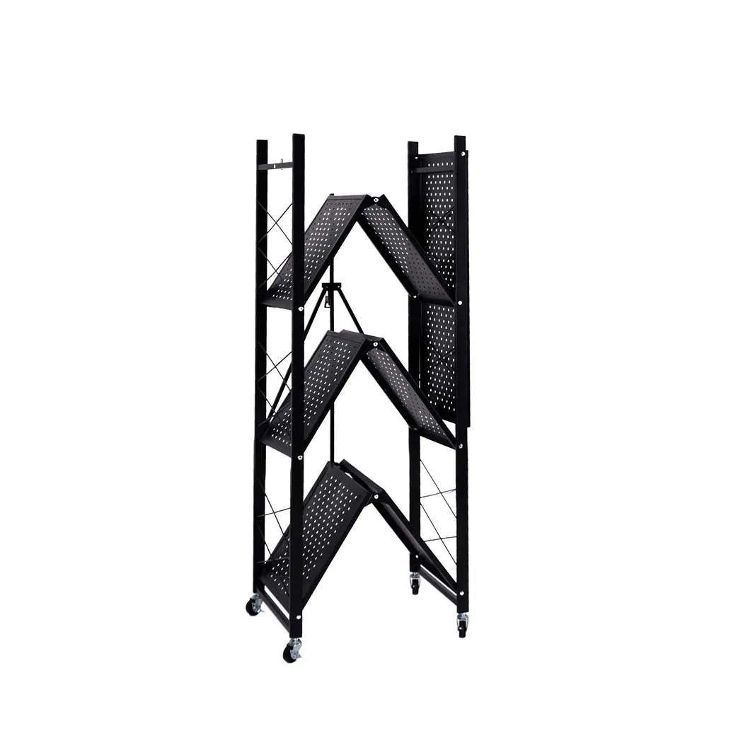 Levede Foldable Storage Shelf Display Black 4 Tiers