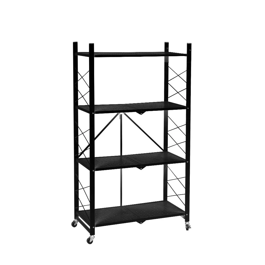 Levede Foldable Storage Shelf Display Black 4 Tiers