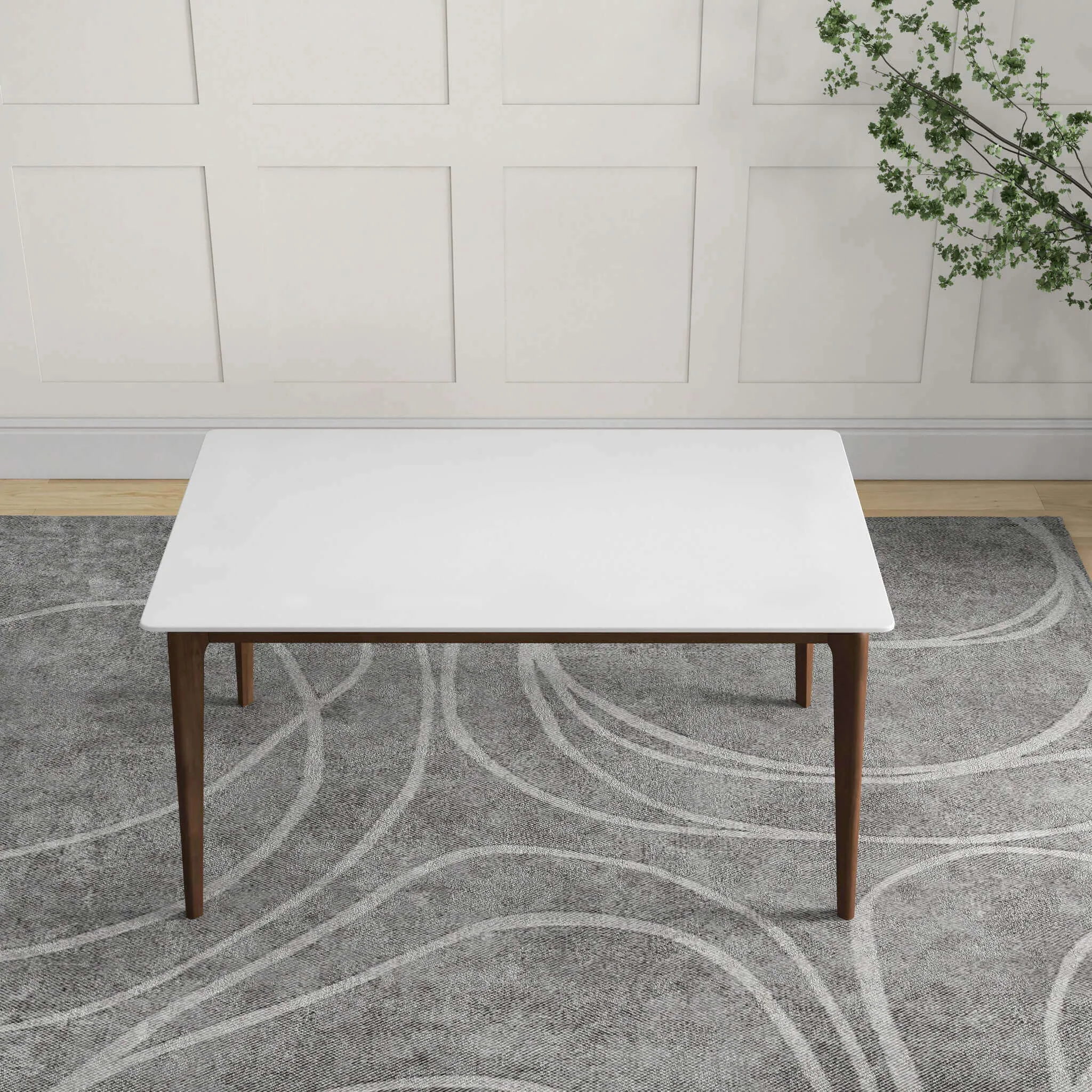 Lindsey  Solid Wood White Top Dining Table