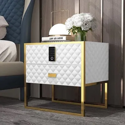 Luxurious PU Finish Side Table with PVD-Coated SS304 Metal Elements