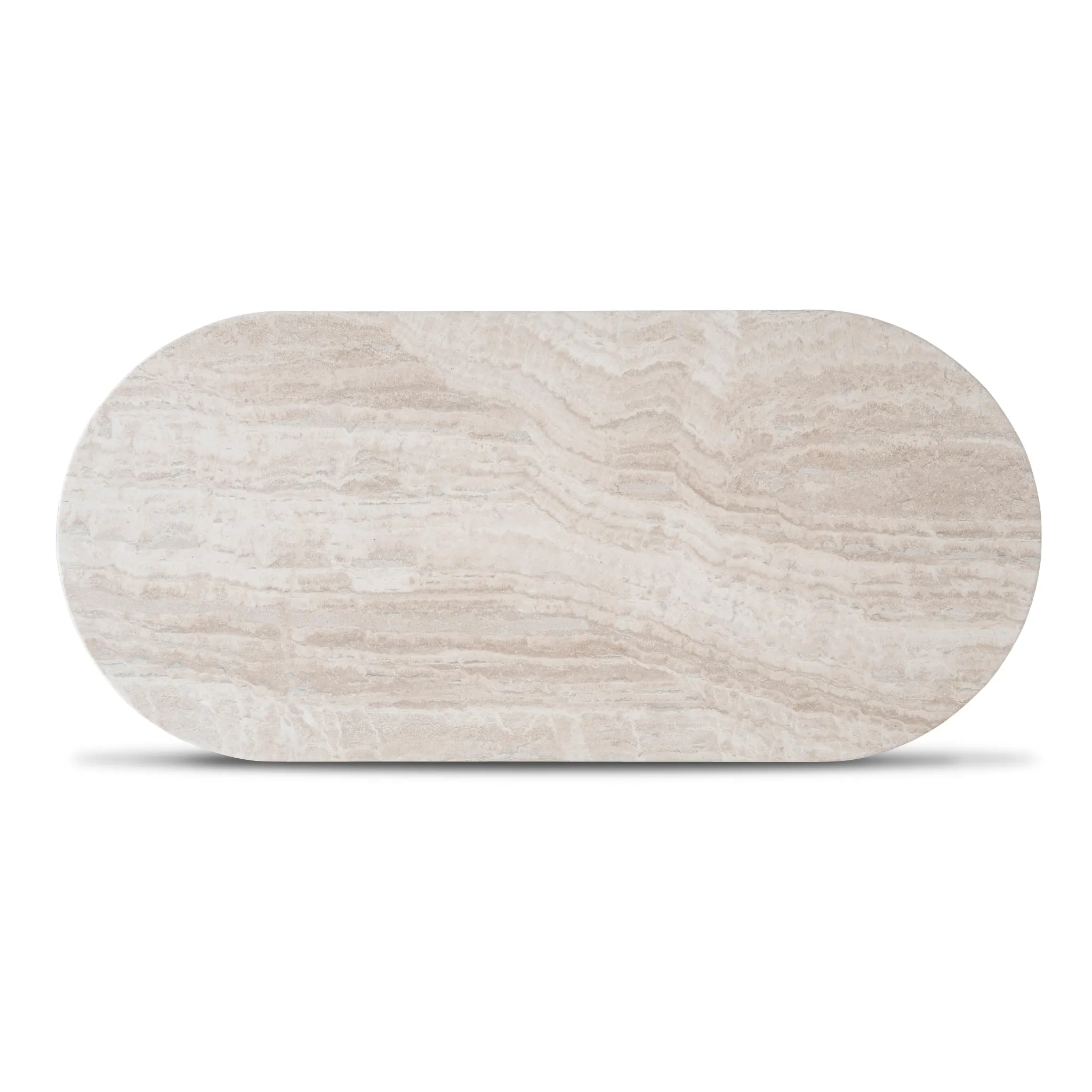 Macleod 1.3m Travertine Top Oval Coffee Table - Black Base