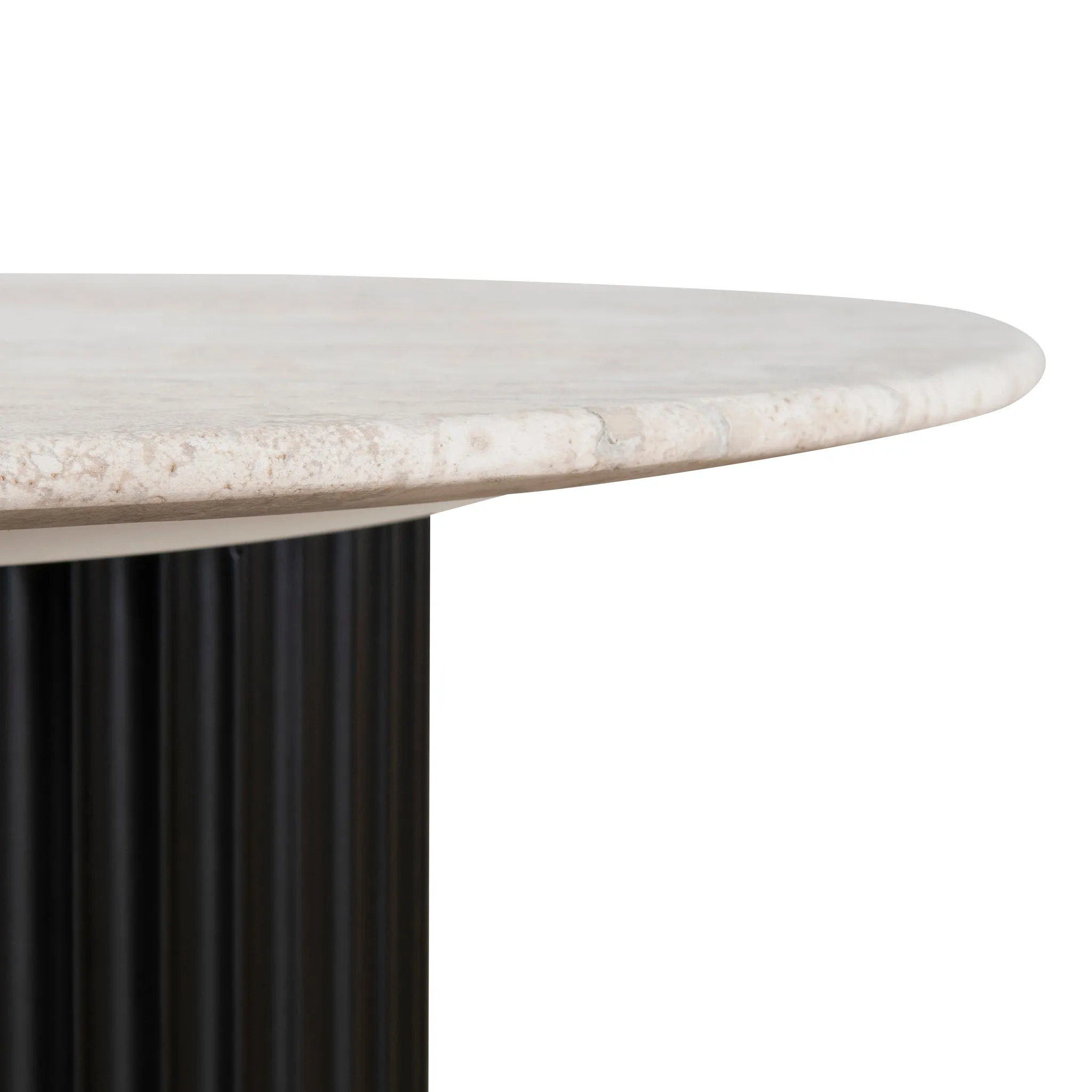 Macleod 1.3m Travertine Top Oval Coffee Table - Black Base