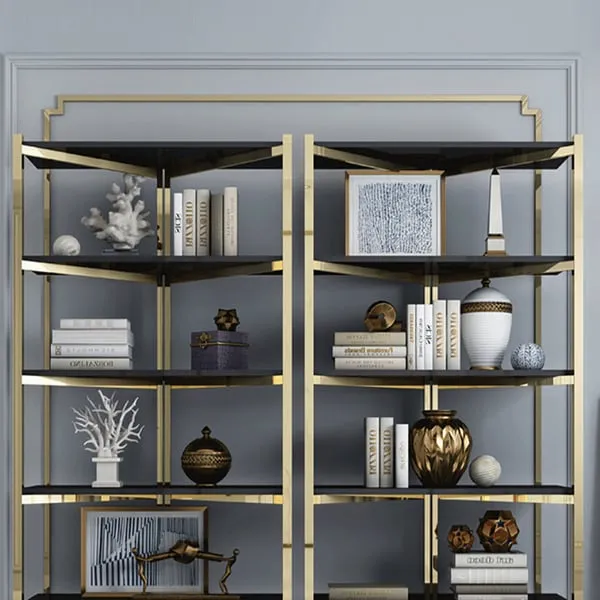 Modern Corner Shelf with Metal Frame