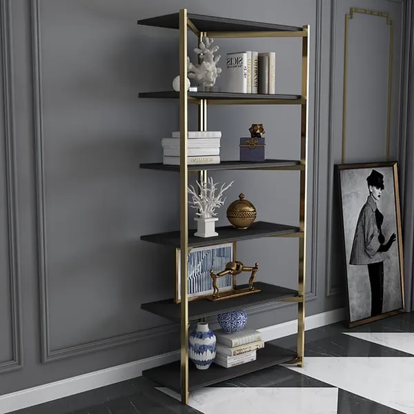 Modern Corner Shelf with Metal Frame