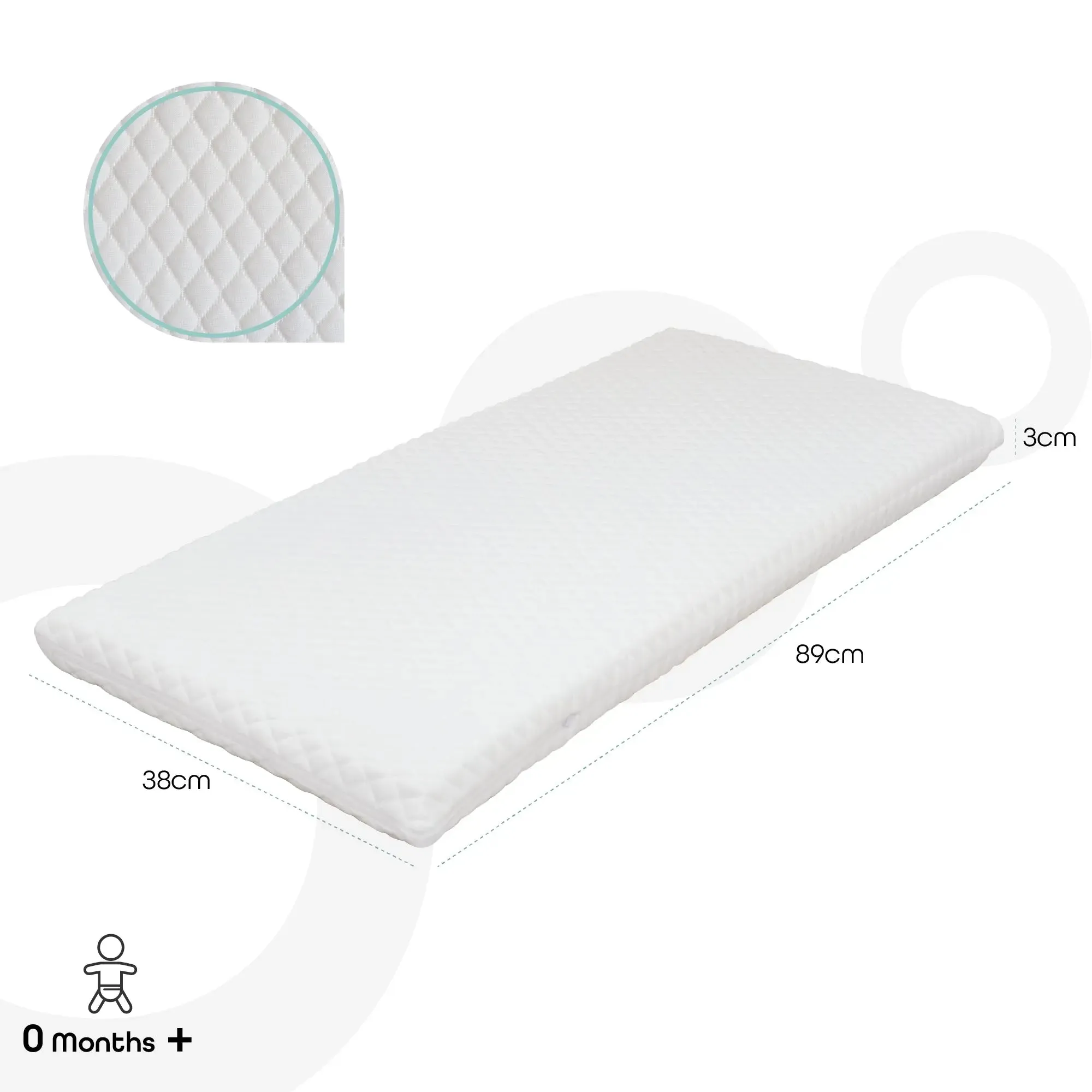 Moon - Baby Quilted Crib Mattress (White)