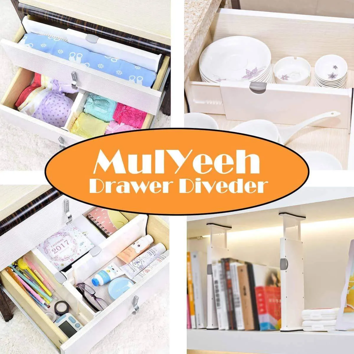 MulYeeh 2/4 PCS Expandable Drawer Dividers, Adjustable Dresser Drawer Divider, Separators Organize Silverware and Utensils, Wardrobe Storage Organization