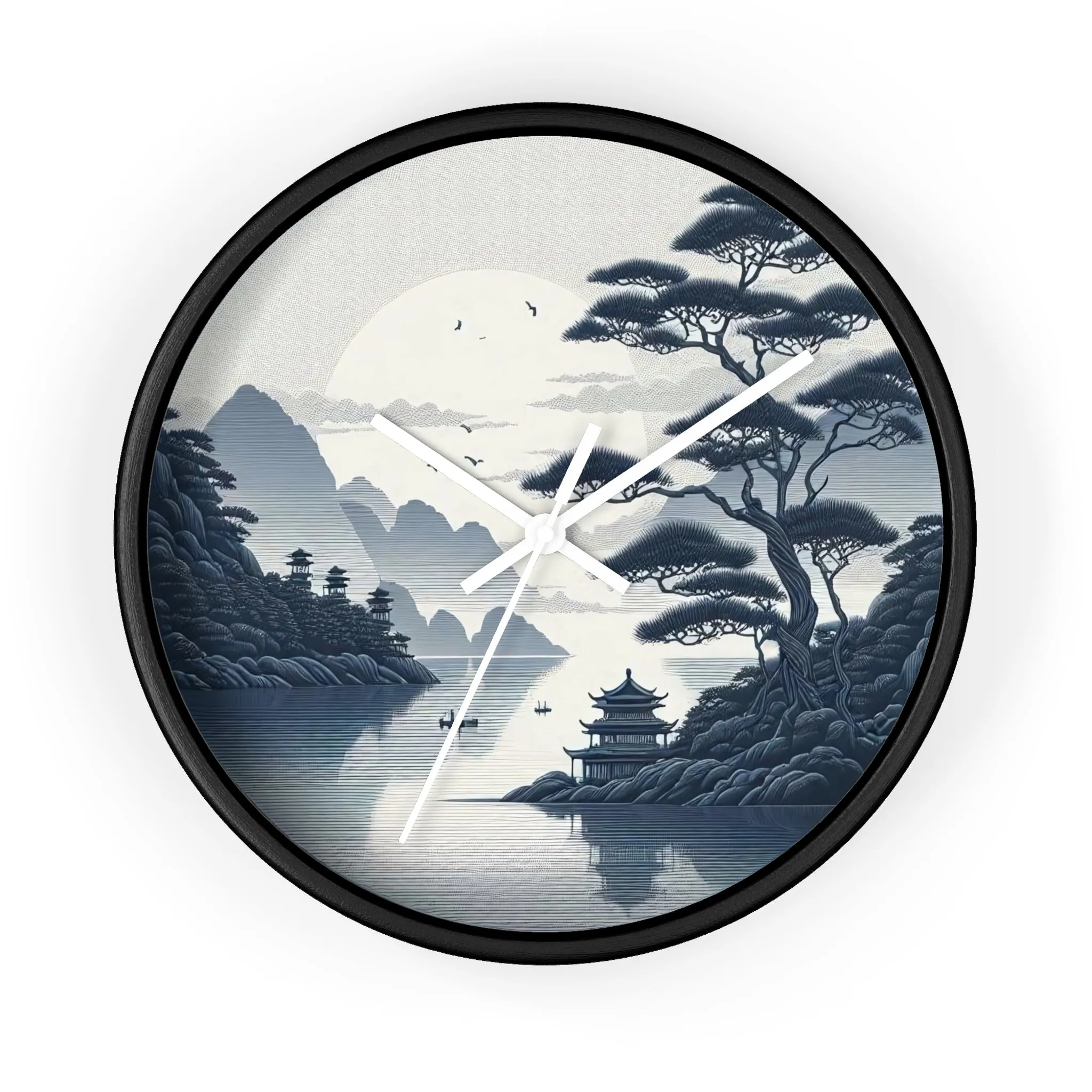 nature landscape with Chinese embroidery Wall Clock