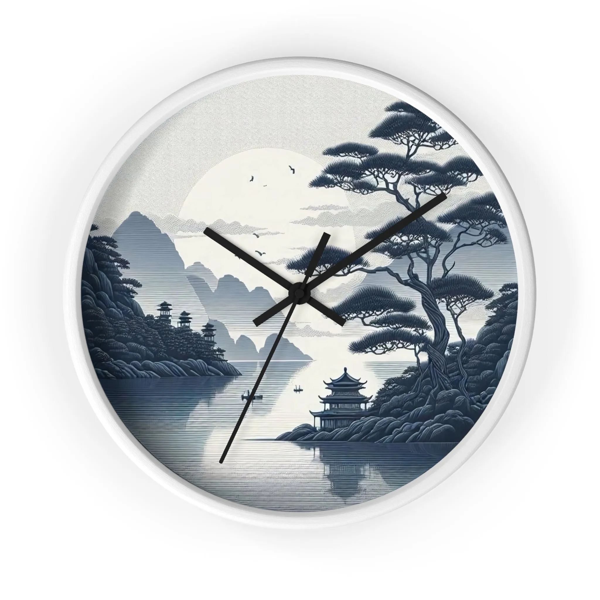 nature landscape with Chinese embroidery Wall Clock