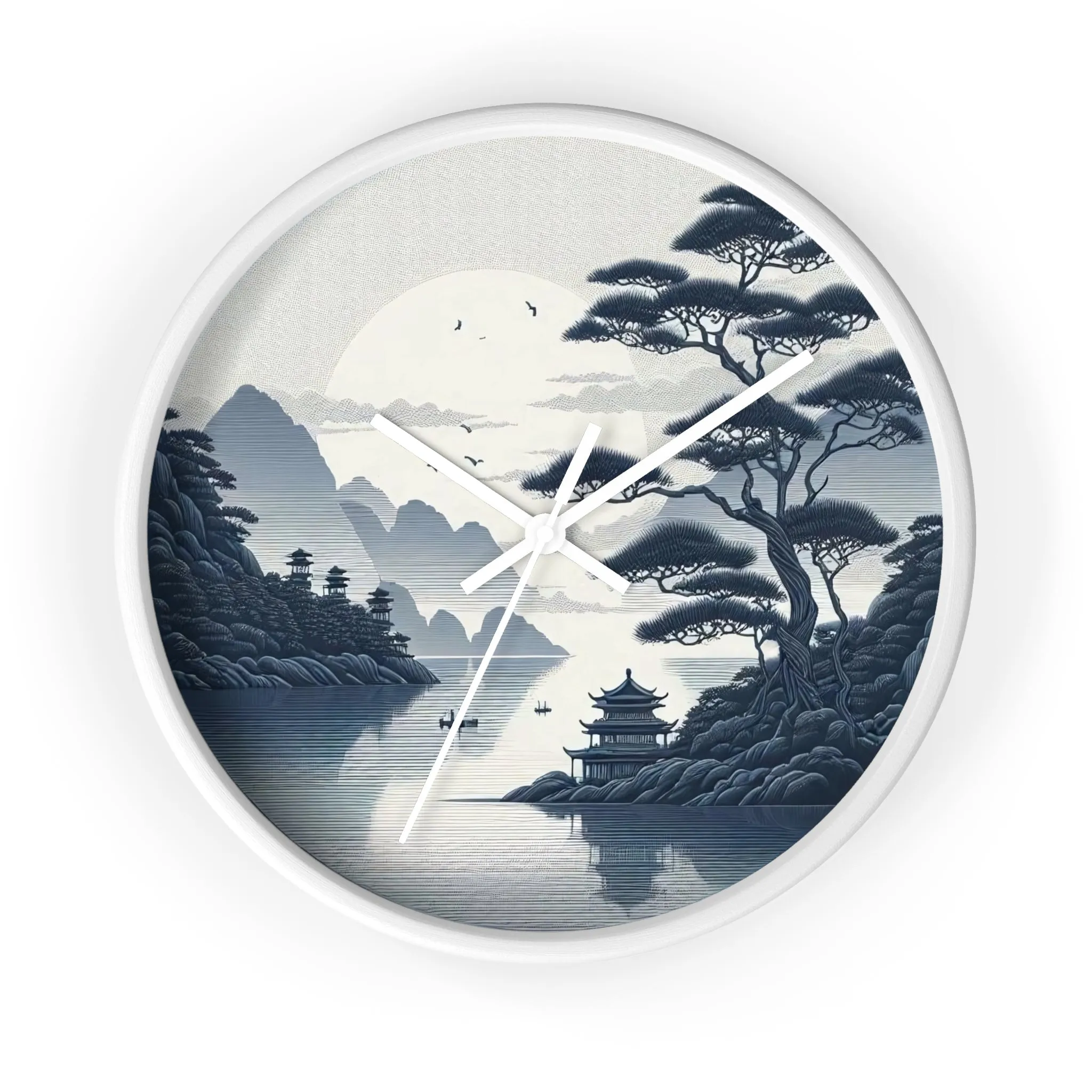 nature landscape with Chinese embroidery Wall Clock