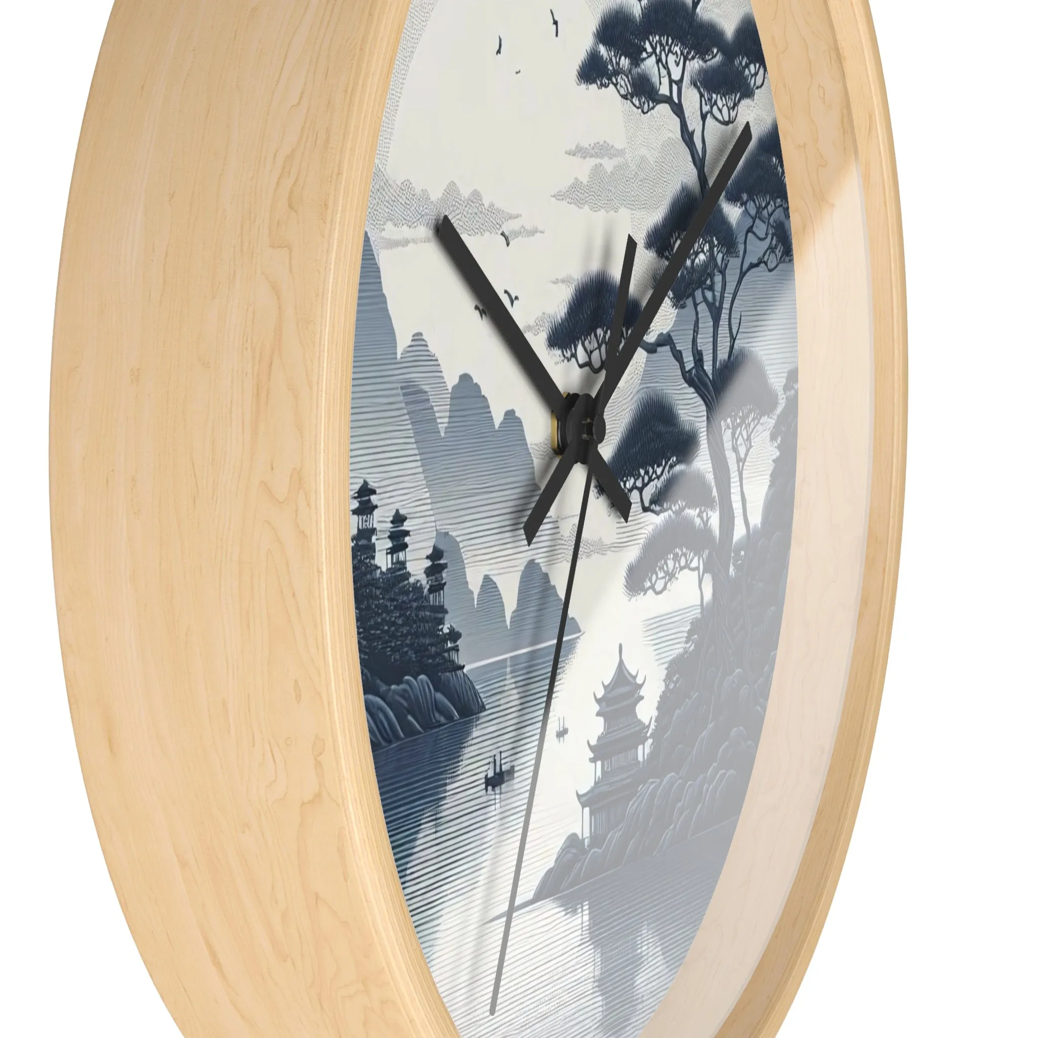 nature landscape with Chinese embroidery Wall Clock