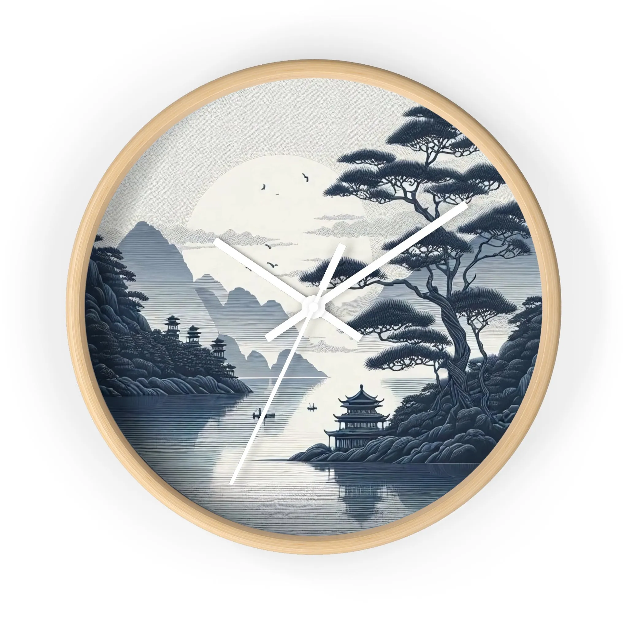 nature landscape with Chinese embroidery Wall Clock